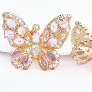 Elegant Gold and Pink Butterfly Pendant